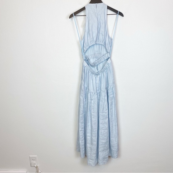 A.L.C. Wrenley Blue Linen Long Cut-Out Back Dress - Picture 9 of 12